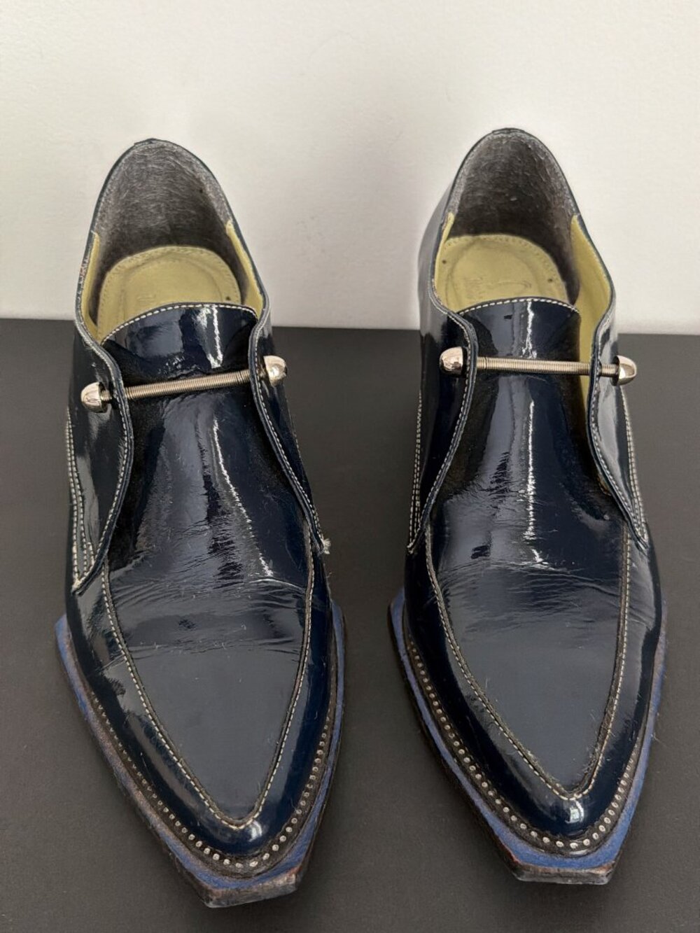 Maria Made in Colombia Navy Patent Leather Pointed-Toe Shoes